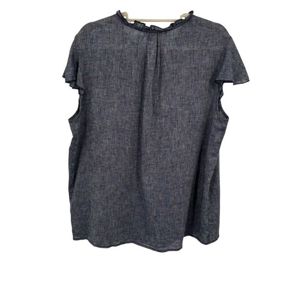 Hester & Orchard Linen Blend Button Front Babydoll Top Blue Size Large - Picture 5 of 7